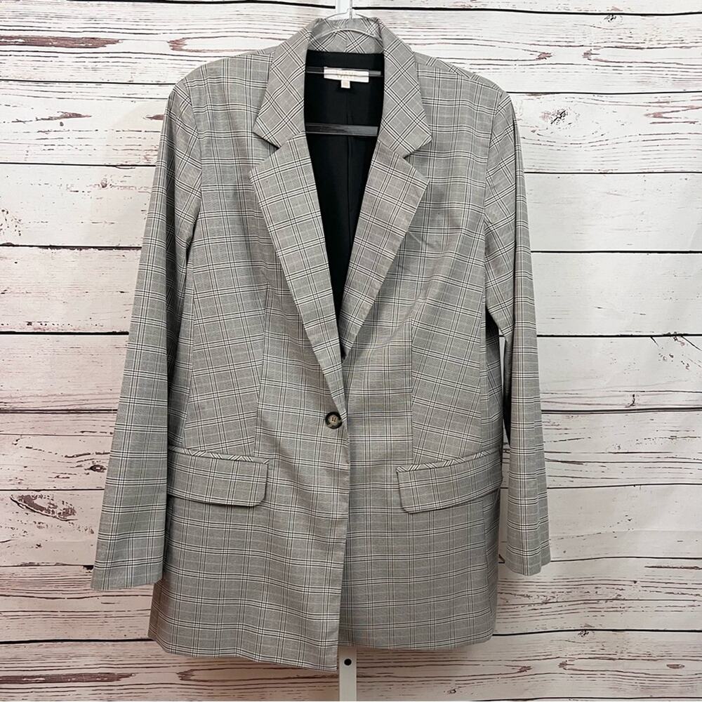 Wayf Gray Classic Plaid Checkered Blazer Size Medium
